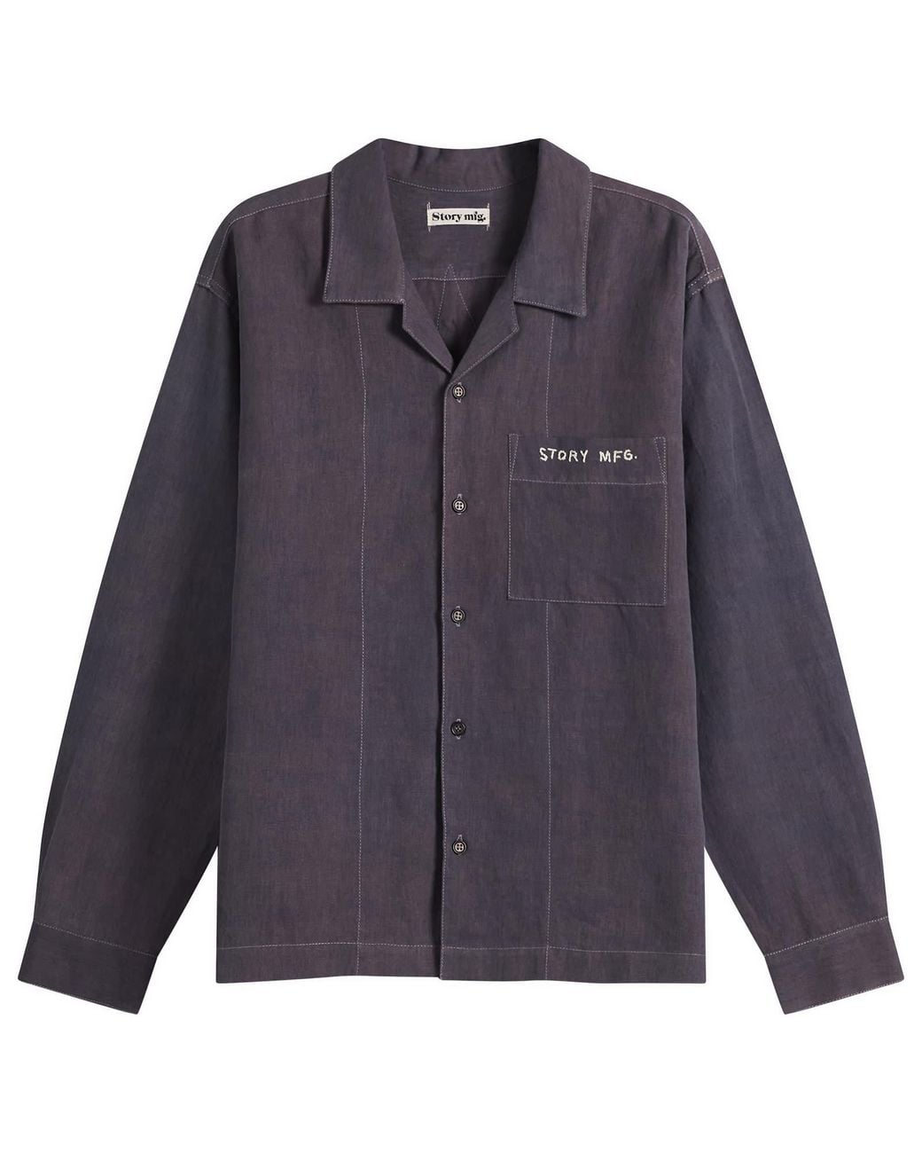 STORY mfg. Blue Hand Applique Greetings Long Sleeve Shirt for men