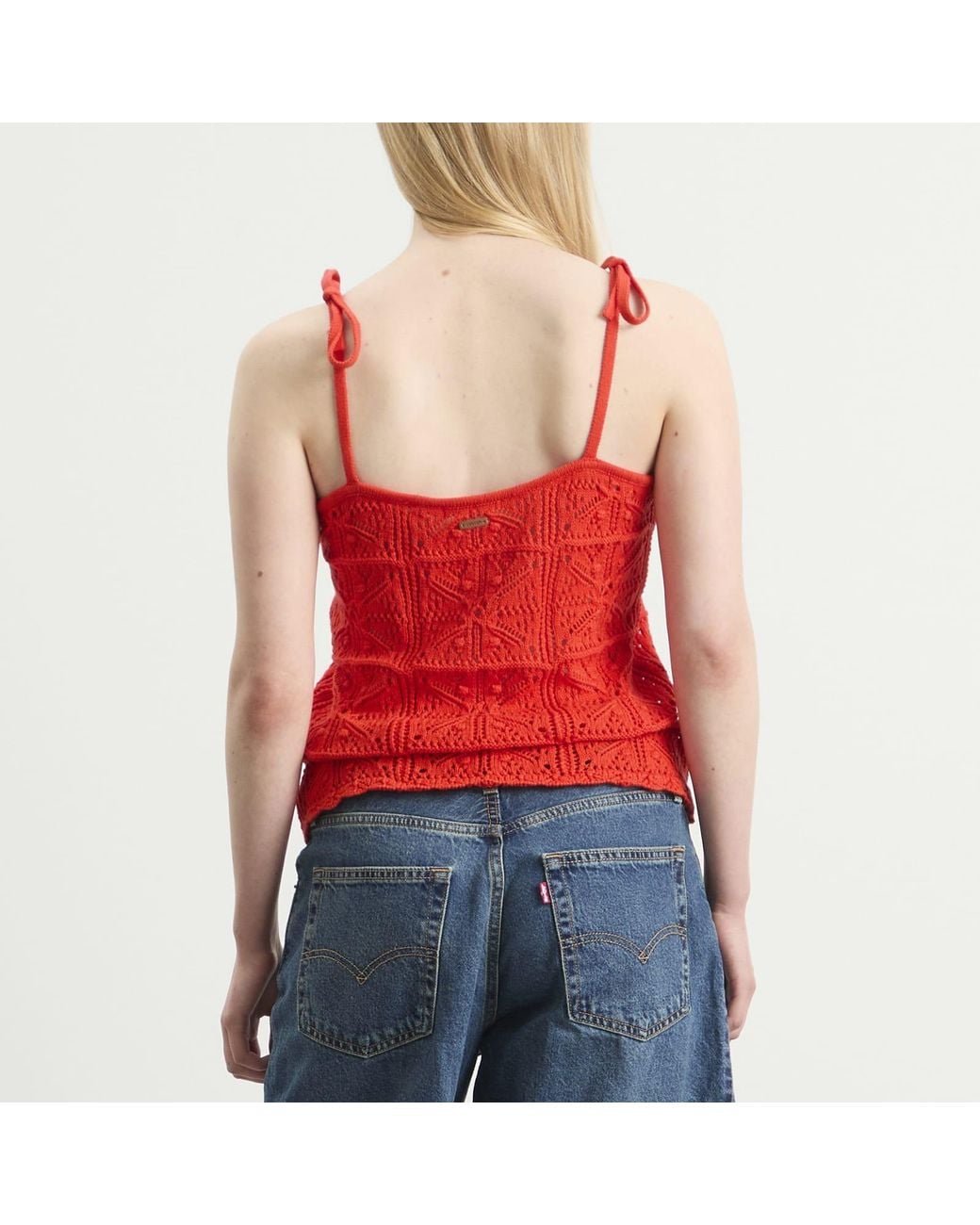 Levi's Red Abbey Tie Shoulder Crochet Tank