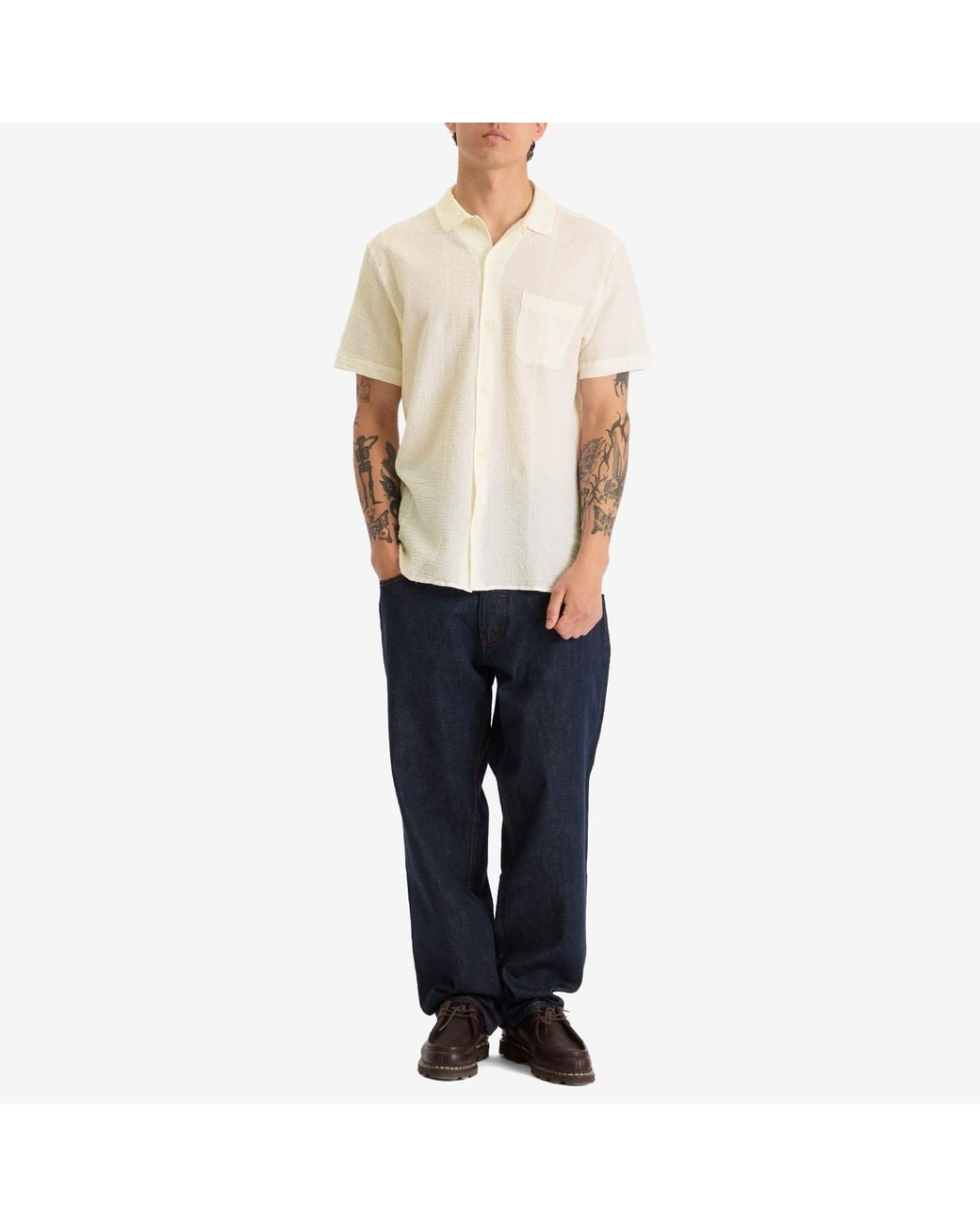 YMC Natural Malick Stripe Vacation Shirt for men