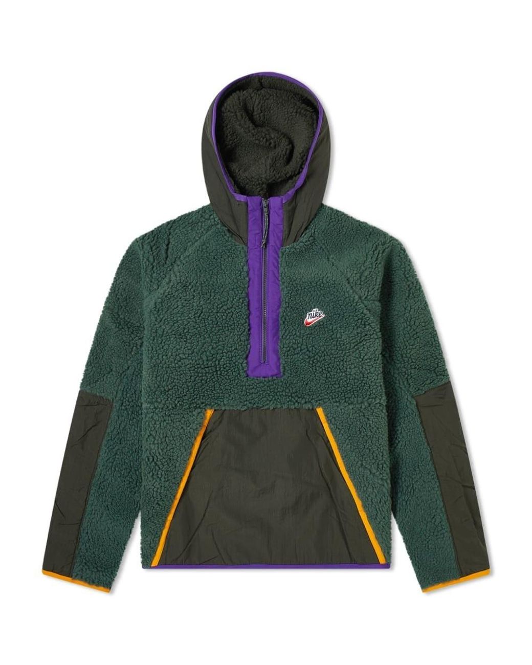 Nike Fleece Heritage Sherpa Half Zip Hoody in Green for Men | Lyst Australia
