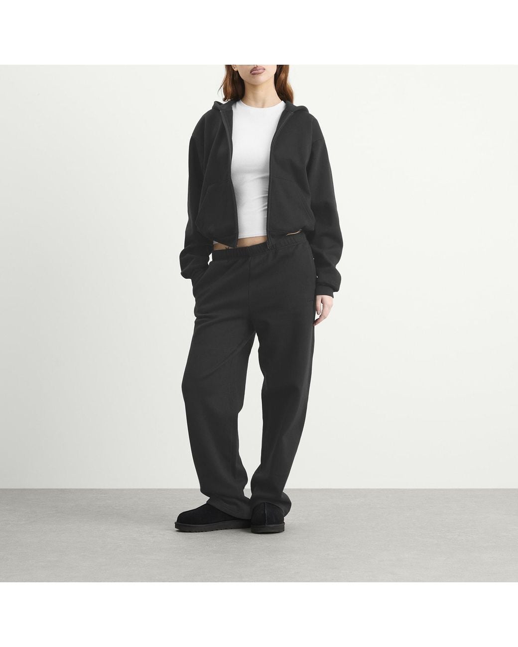 Skims Gray Cotton Fleece Classic Straight Leg Pant