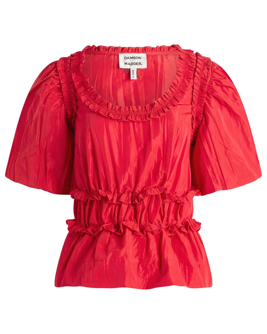 Damson Madder Red Everly Ruffle Blouse Tafetta