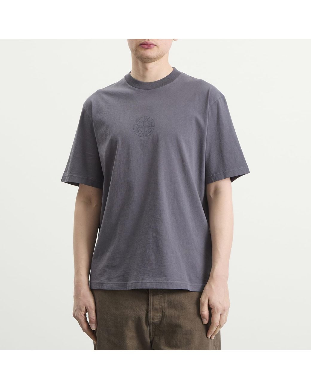 Stone Island Gray Camo Compass T-Shirt for men