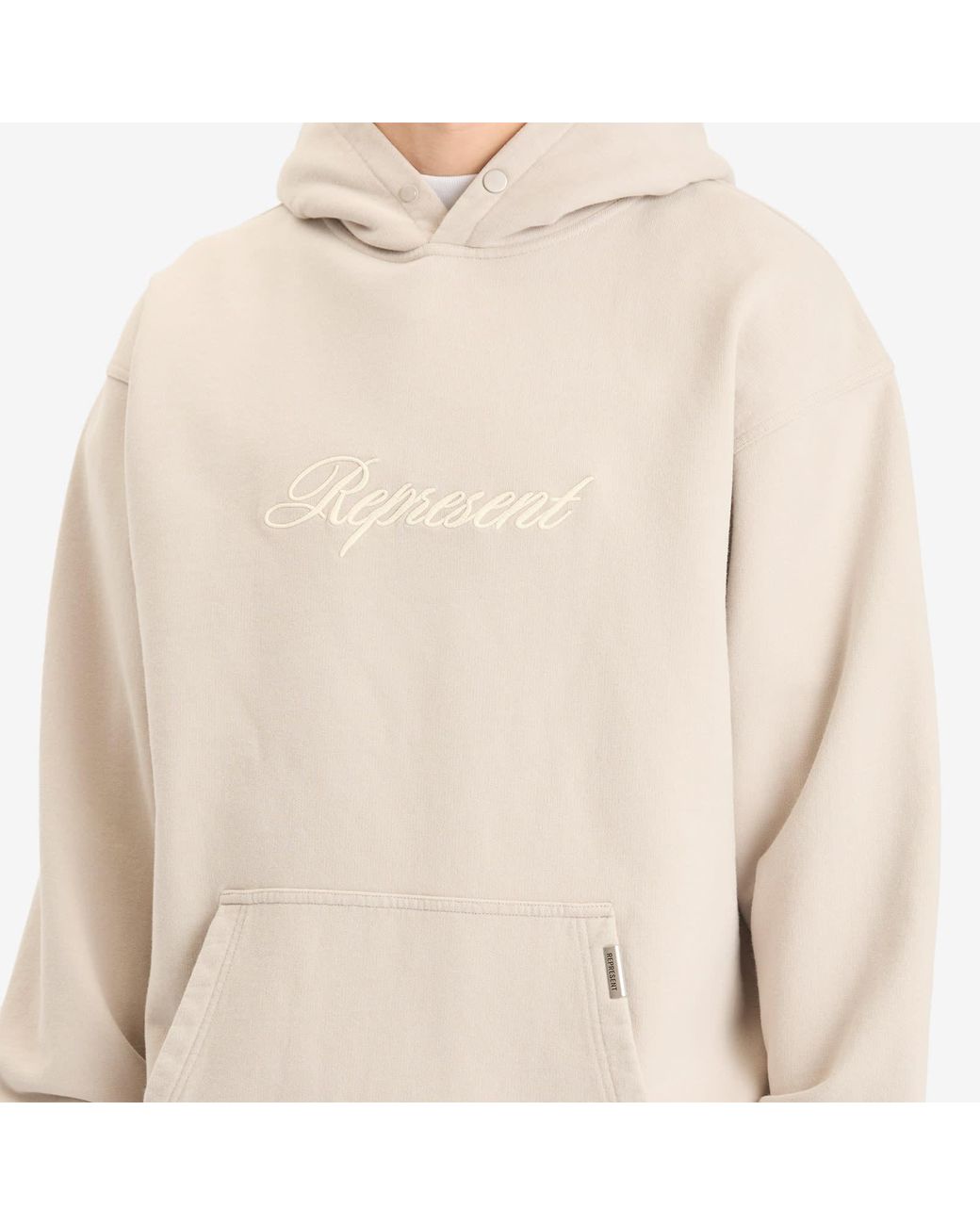 Represent White Script Logo Hoodie for men