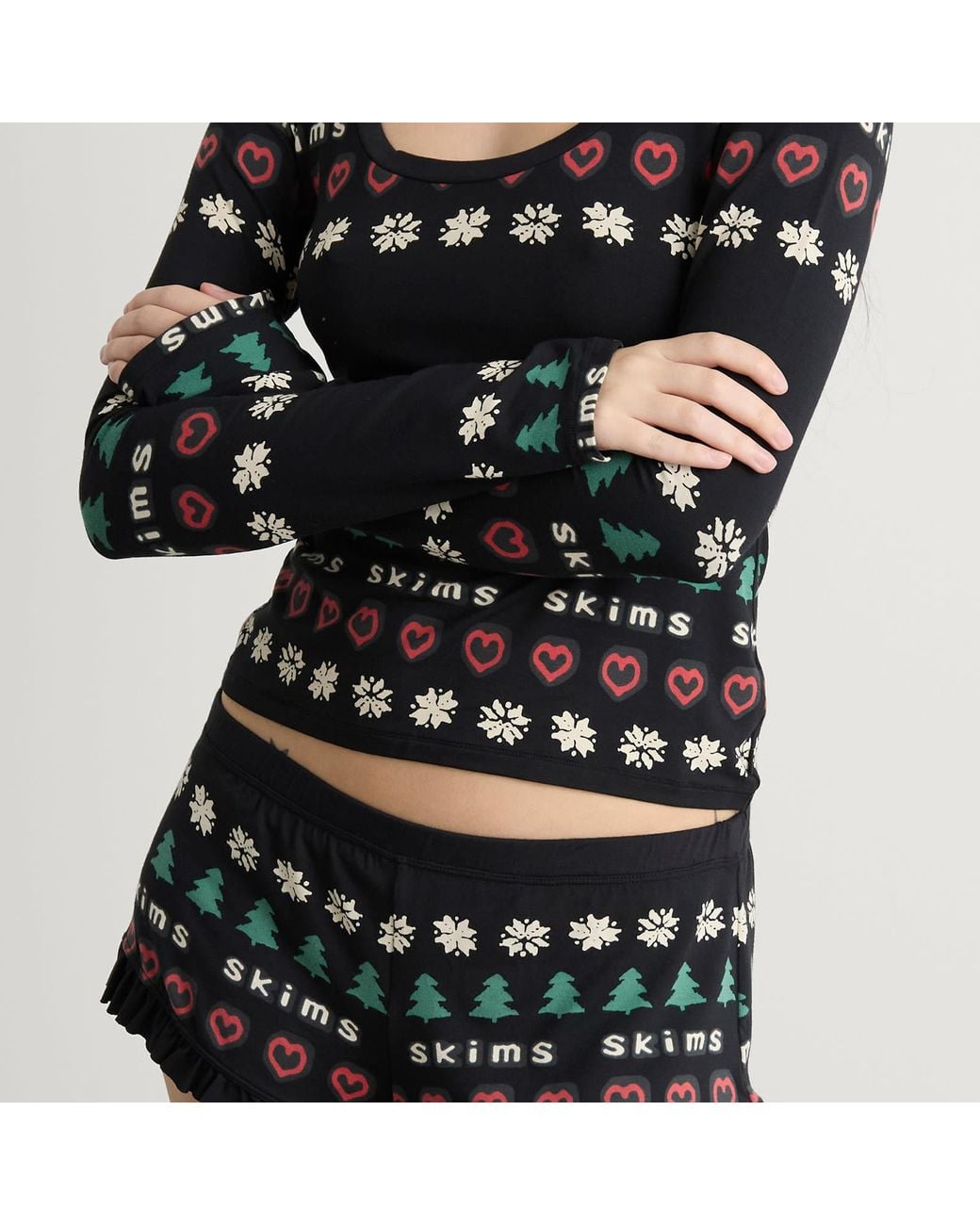 Skims Black X Cpfm Sleep Scoop Neck Top & Short Sleep Set