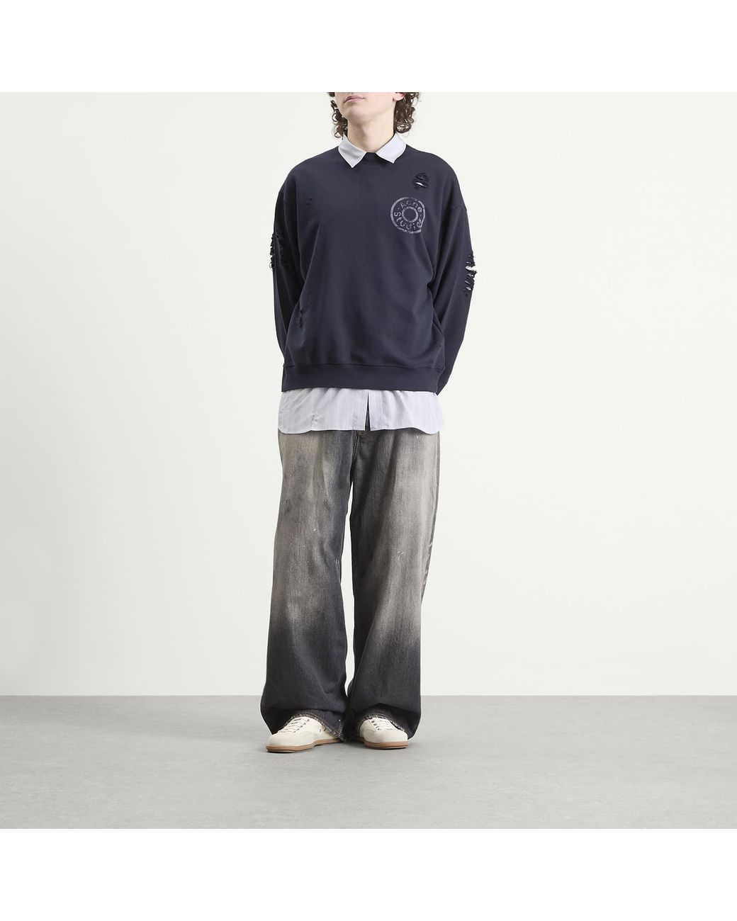 Acne Blue Small Button Sweatshirt for men