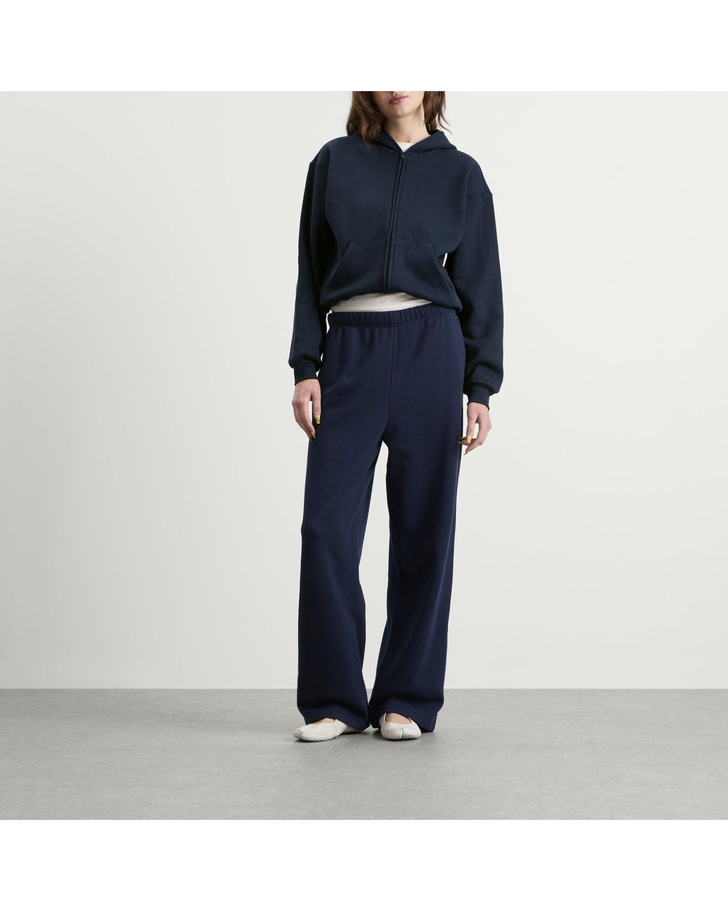 Skims Blue Cotton Fleece Classic Zip Up Hoodie