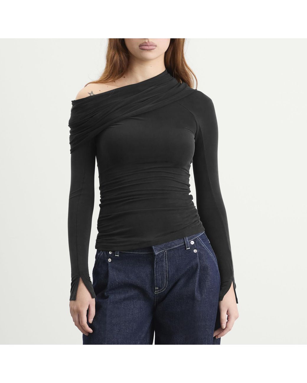 Peachy Den Black The Kylie Cold Shoulder Top