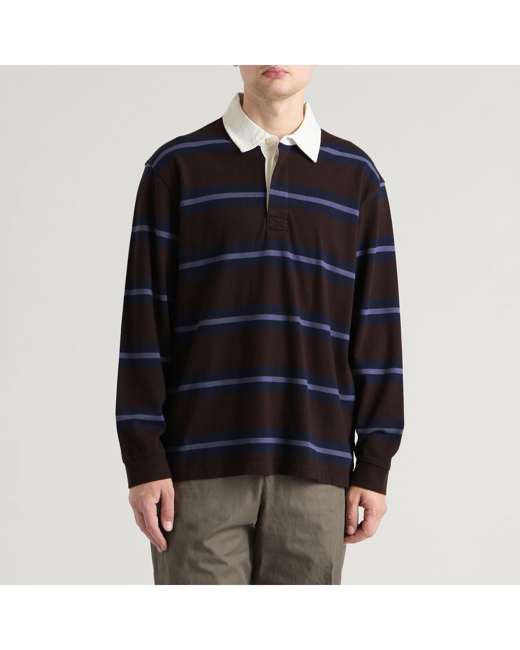 Wax London Black Rowhill Mirror Stripe Rugby Shirt for men