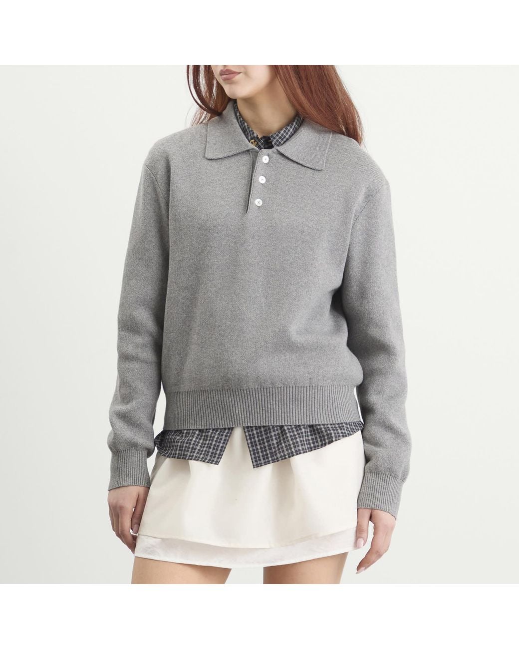 DUNST Gray Collared Sweater