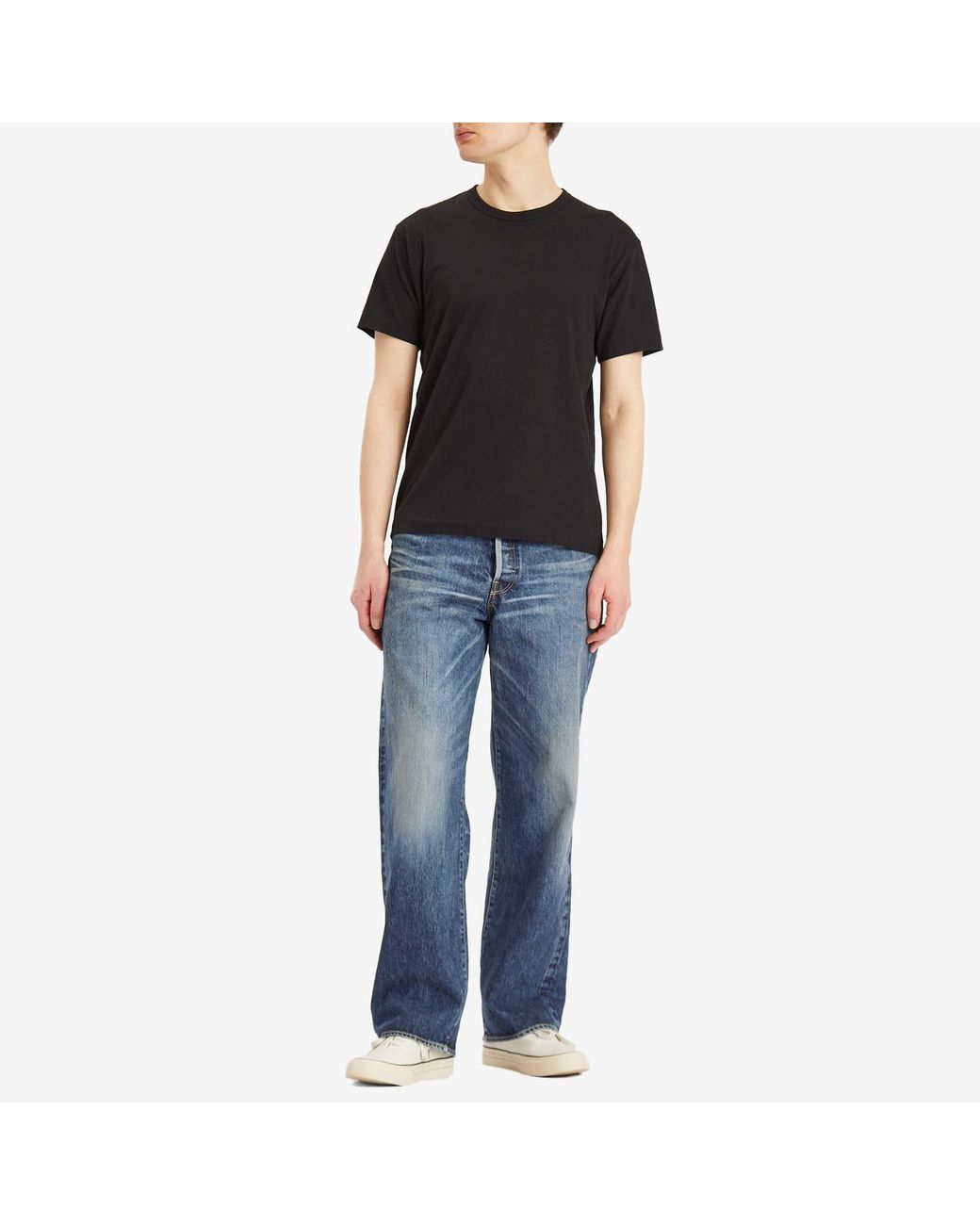 Visvim Social Sculpture 01 14 Oz Wide Leg Damaged 42 Jeans in Blue