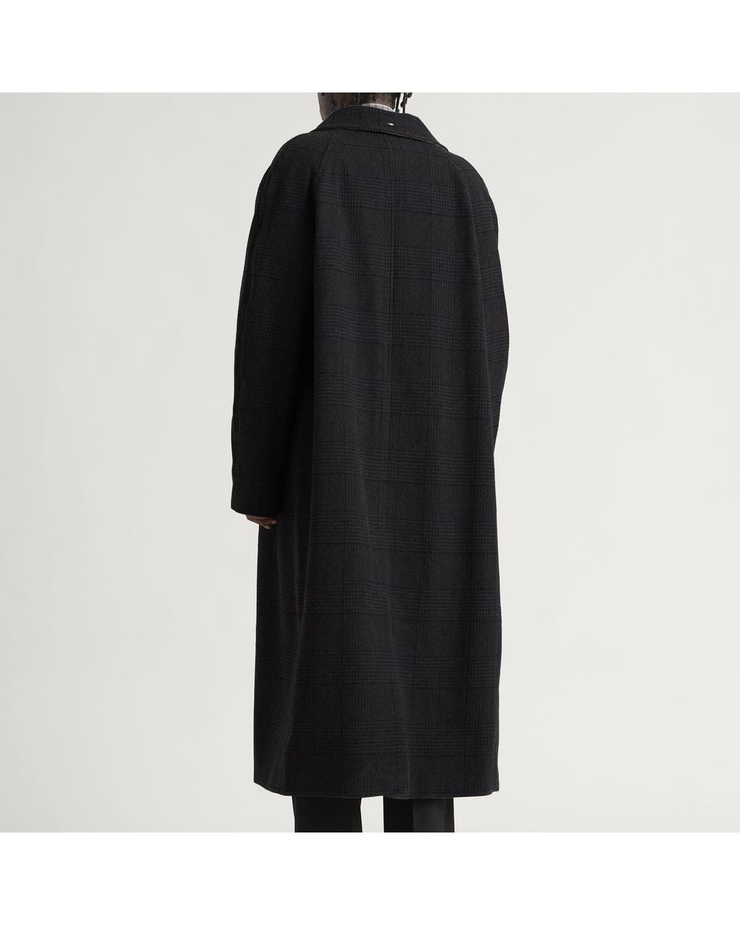 Our Legacy Black Check Tempered Wool Collapse Carcoat for men