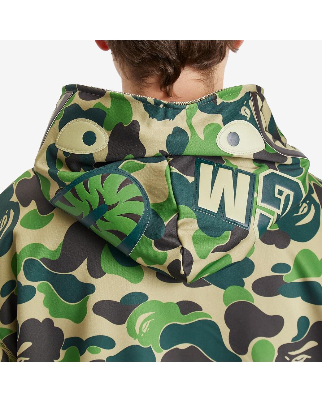 A Bathing Ape Abc Camo Rayon Shark Full Zip Hoodie in Green for