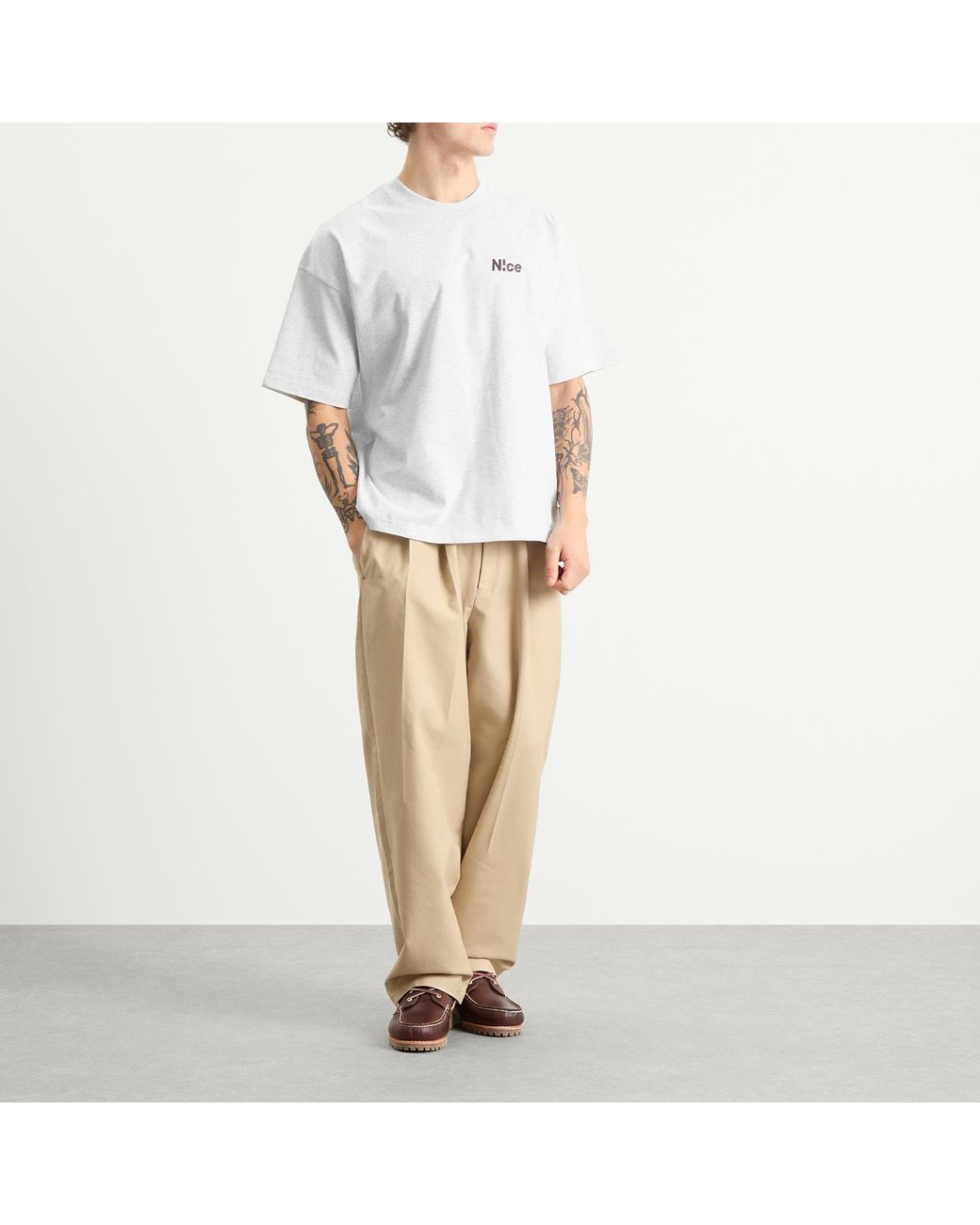 N!CE White Embroidered Logo T-Shirt for men