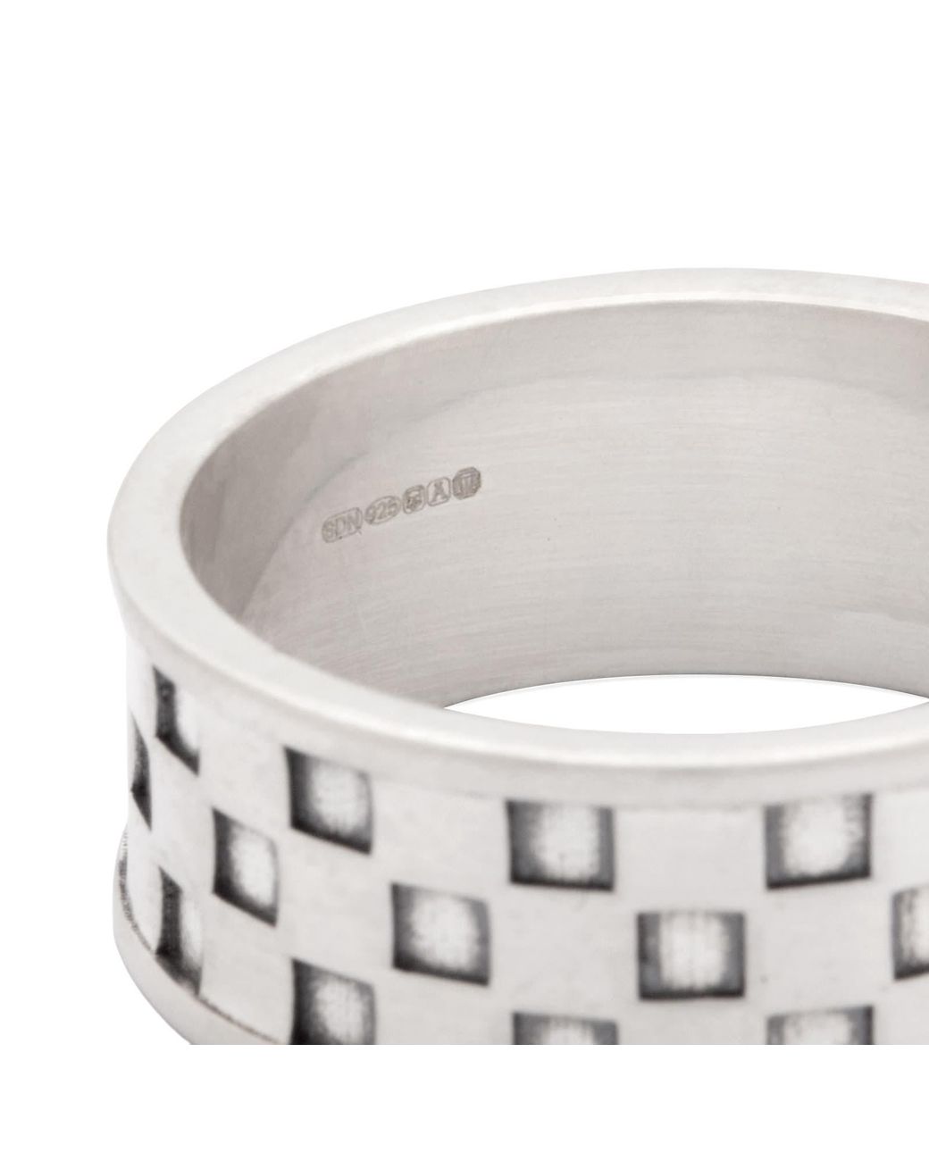Serge Denimes White Checkered Ring for men