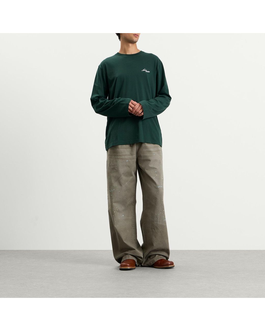 Acne Green Edden Small Venice Logo Long Sleeve T-Shirt for men