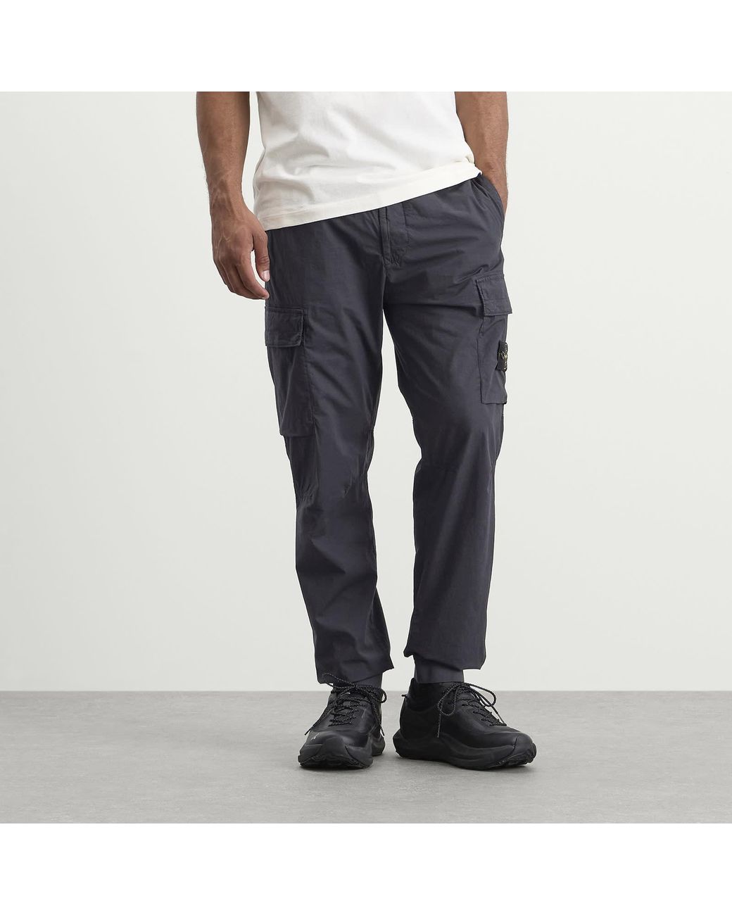 Stone Island Blue Paracadute Cargo Trousers for men
