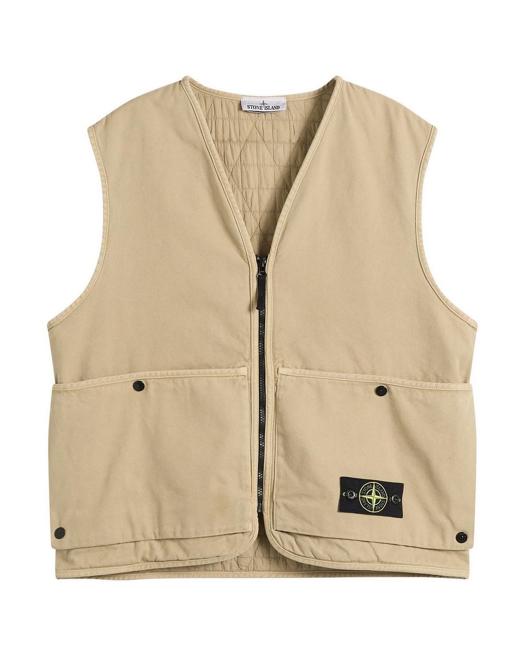 Stone Island Natural Panama Cotton Old Effect Primaloft Vest for men