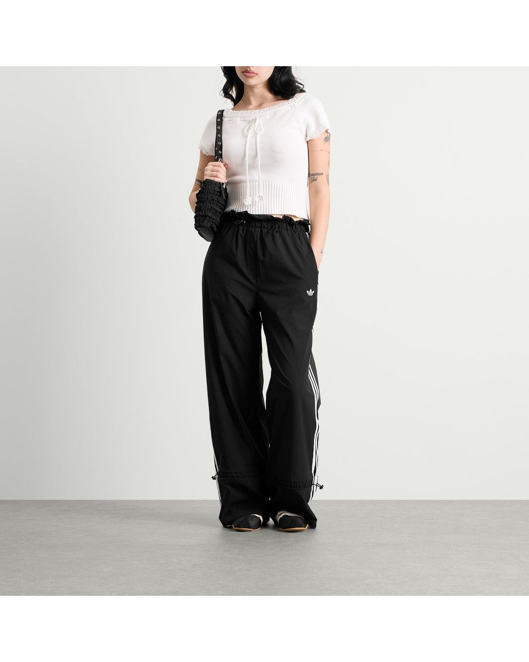 Adidas Black Pleated Nylon Track Pant