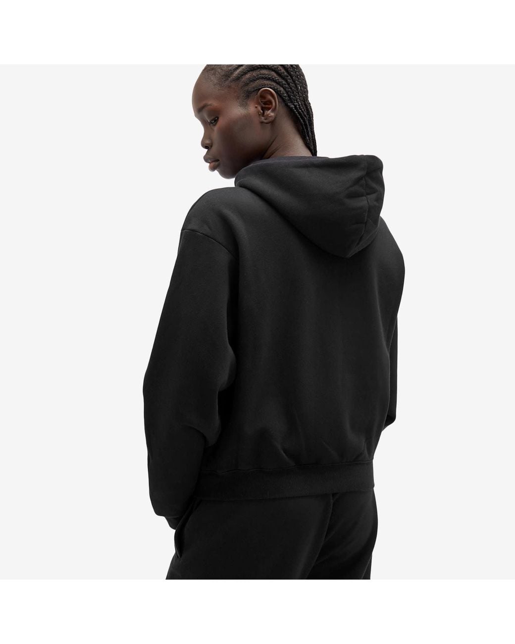 Skims Black Cotton Fleece Pullover Hoodie