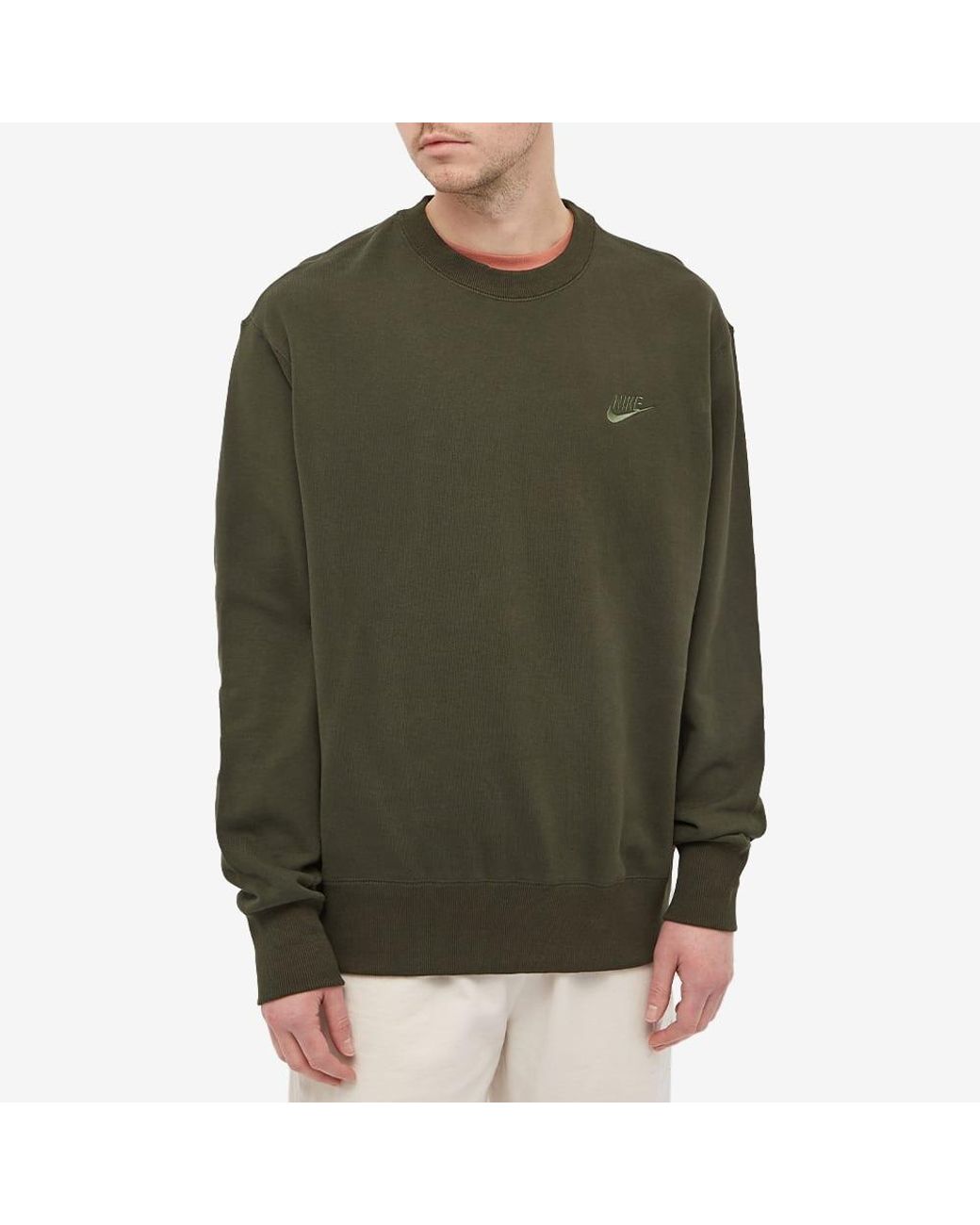 Nike Cotton Heavyweight Classic Crew Sweat in Green for Men | Lyst