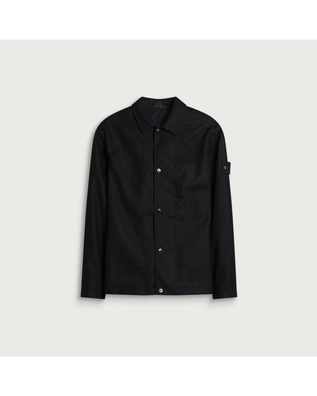 Stone Island Black Ghost Wool Nylon Flannel Overshirt for men