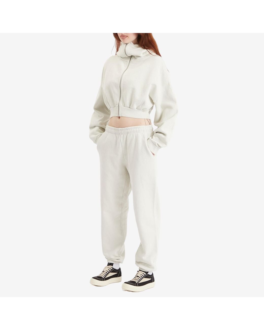 Entire studios White Cropped Full Zip Hoodie