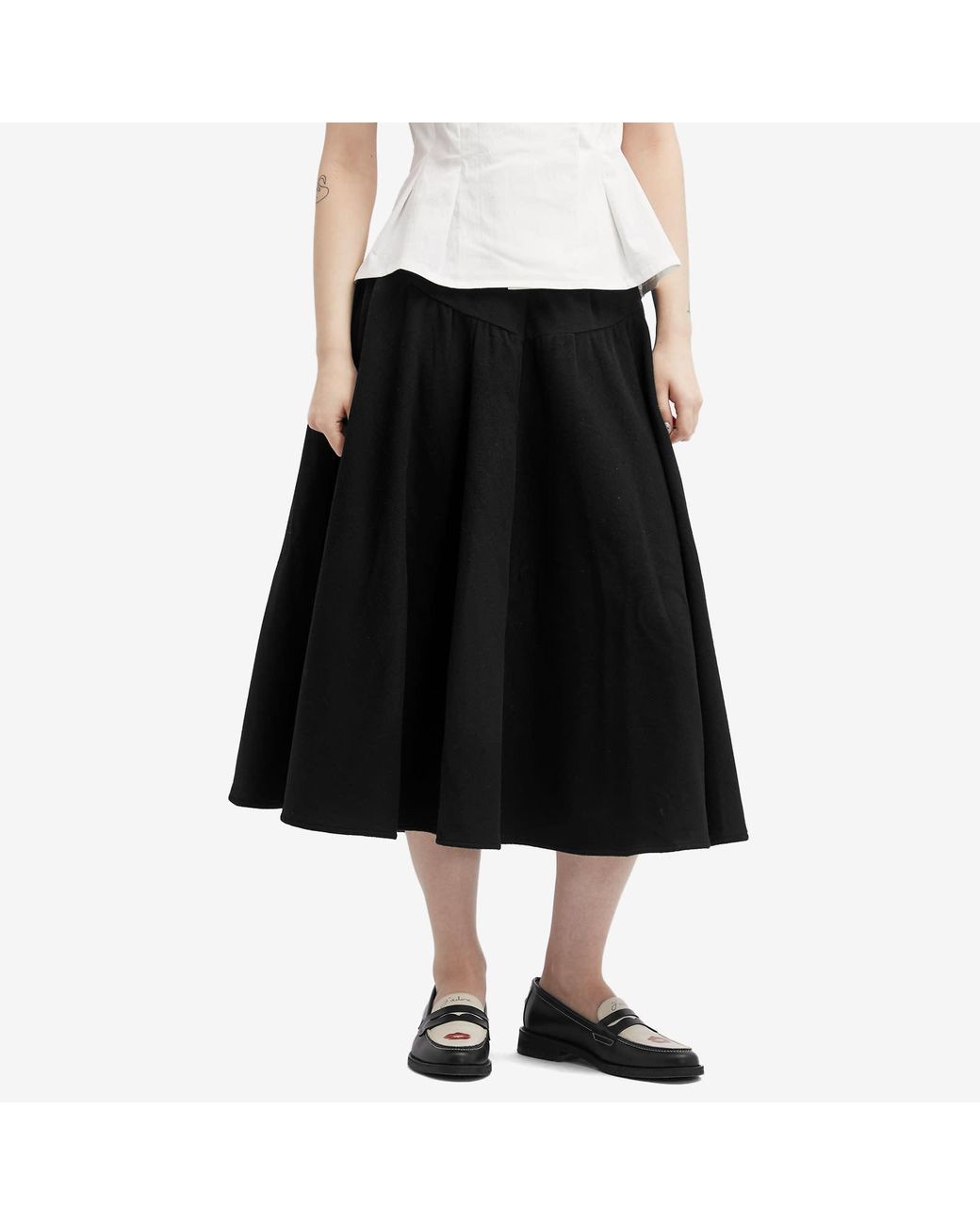 Peachy Den Deba Wool Midi Skirt in Black | Lyst UK