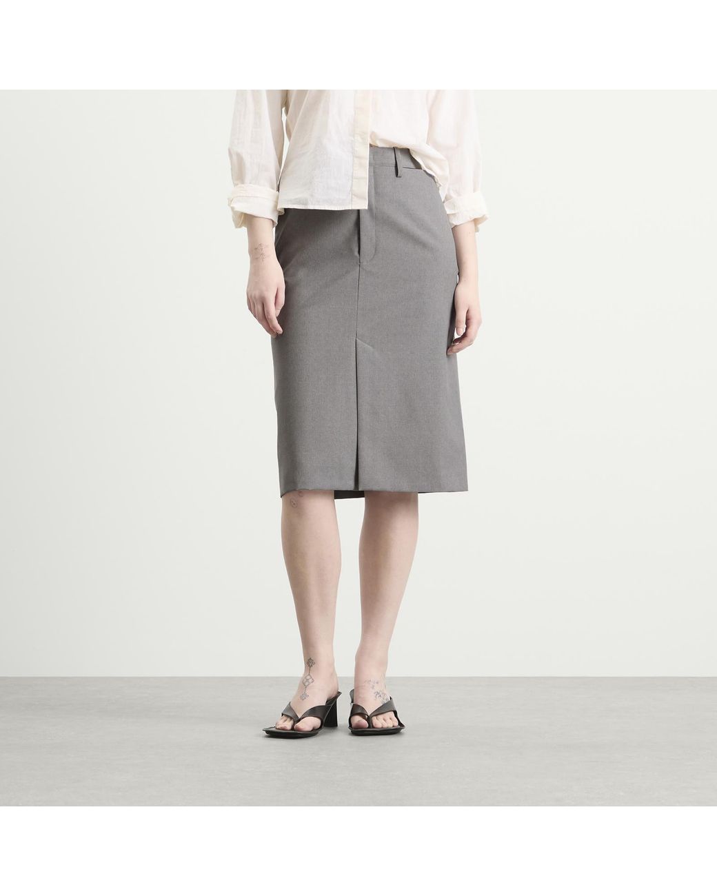 Jil Sander Gray High Waist Skirt With Slashed Side Waistband