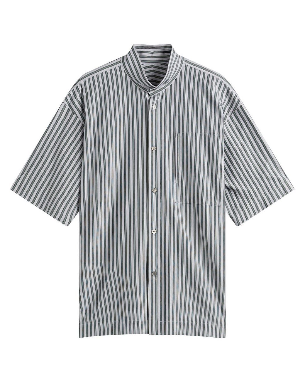 Homme Plissé Issey Miyake Gray Stripe Short Sleeve Shirt for men