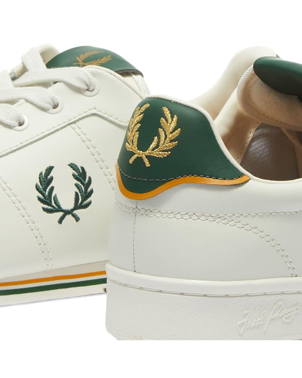 Fred Perry White And Green Authentic B722 Leather Sneakers