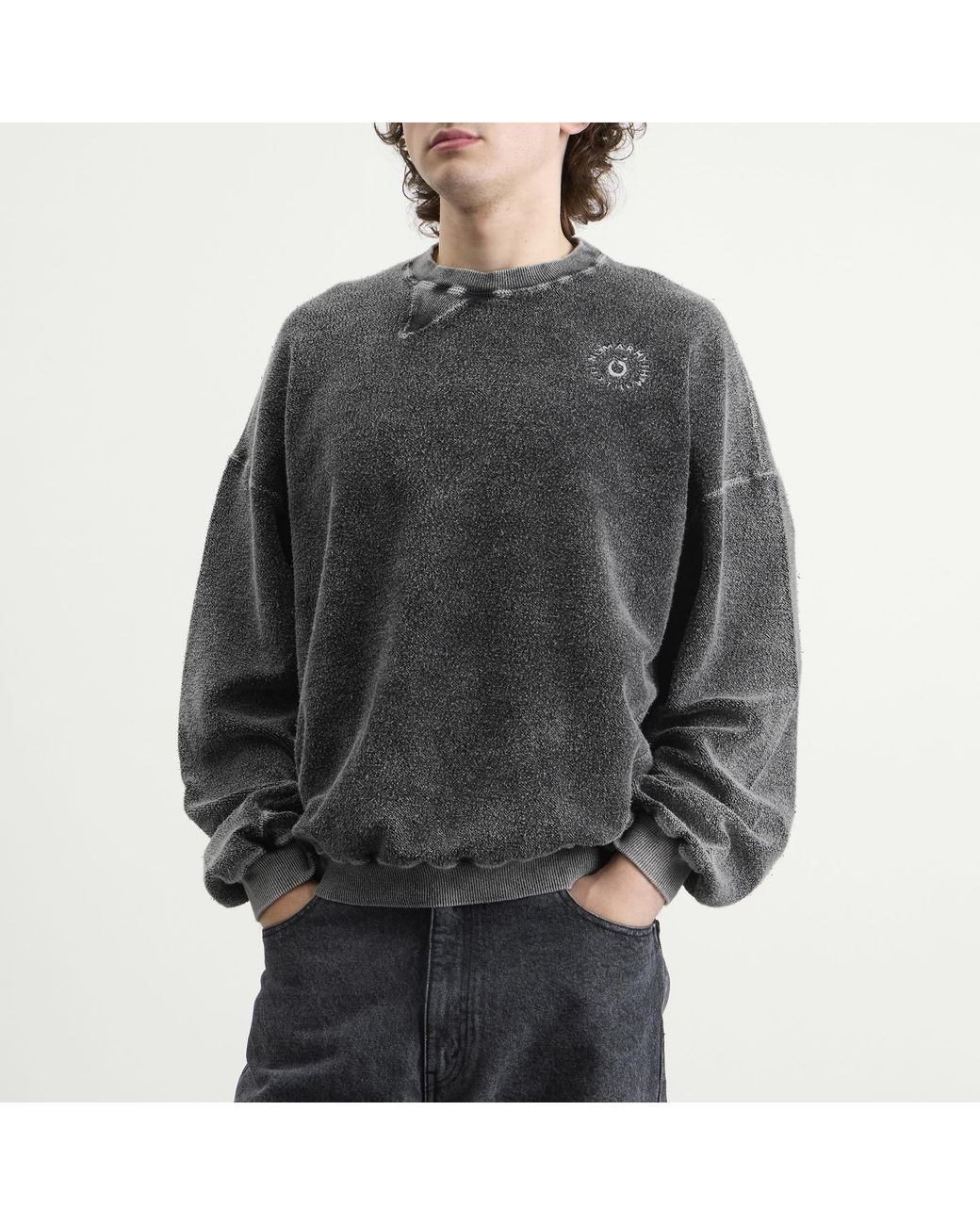 Nomarythm Textile Gray Hand Dye Reverse Twist Sweatshirt for men