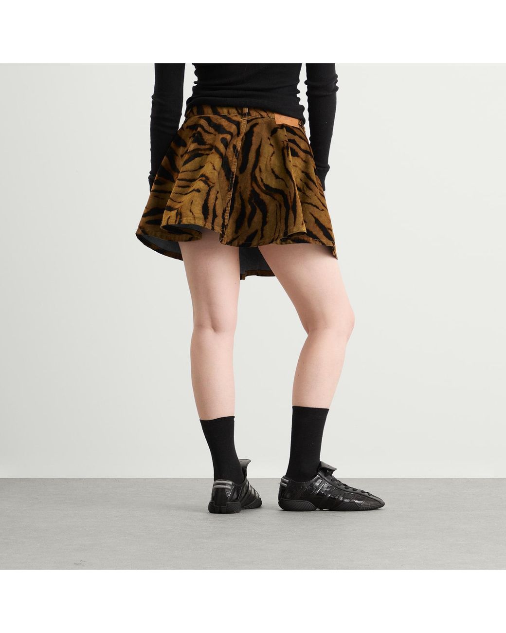 Ganni Brown Printed Flock Denim Mini Skirt