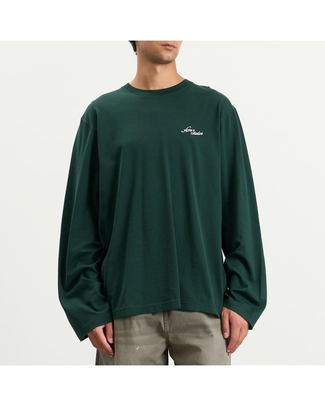 Acne Green Edden Small Venice Logo Long Sleeve T-Shirt for men