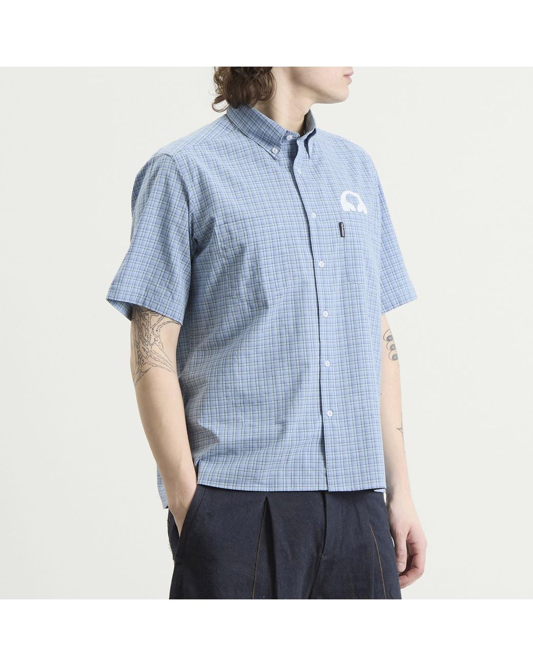 No Problemo Blue Alien-O Print Check Shirt for men