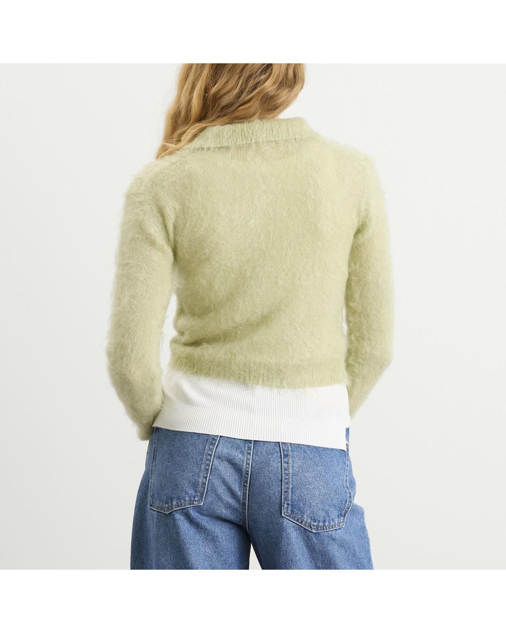 Auralee Green Mohair Knit Polo