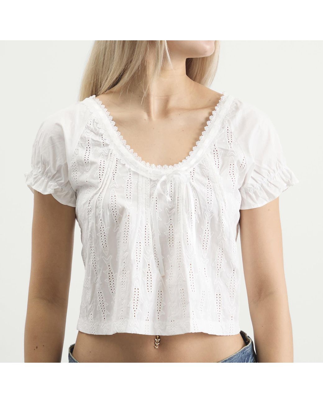 House Of Sunny White Sea Breeze Cotton Top