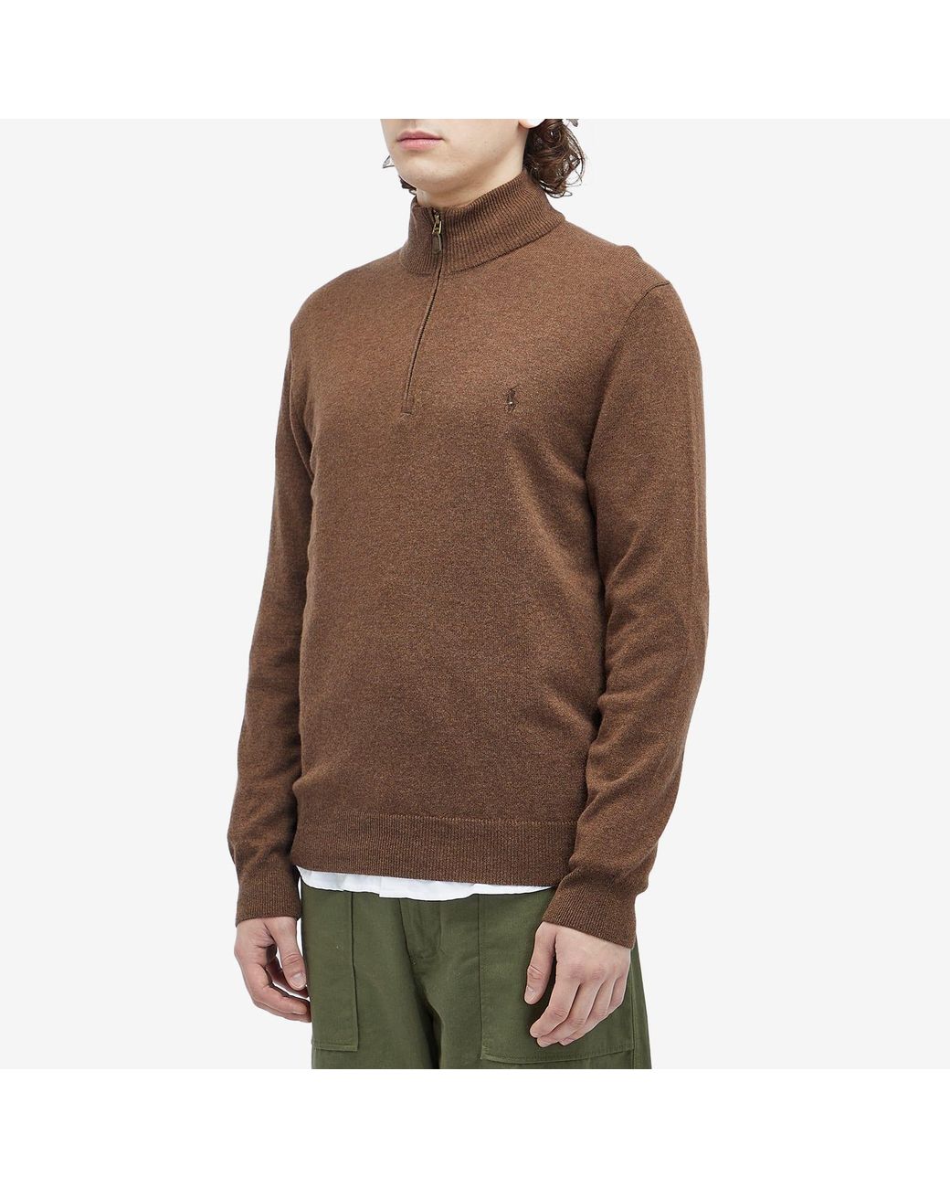 Polo Ralph Lauren Lambswool Half Zip Jumper in Brown for Men Lyst UK