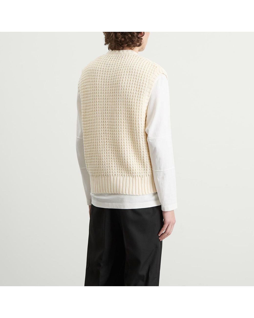 About Blank Natural Moss Stitch Knitted Vest for men