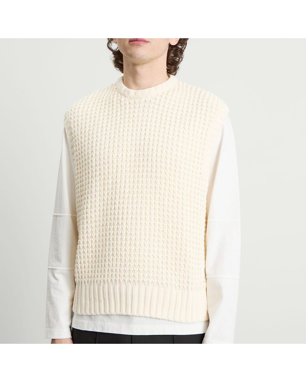 About Blank Natural Moss Stitch Knitted Vest for men