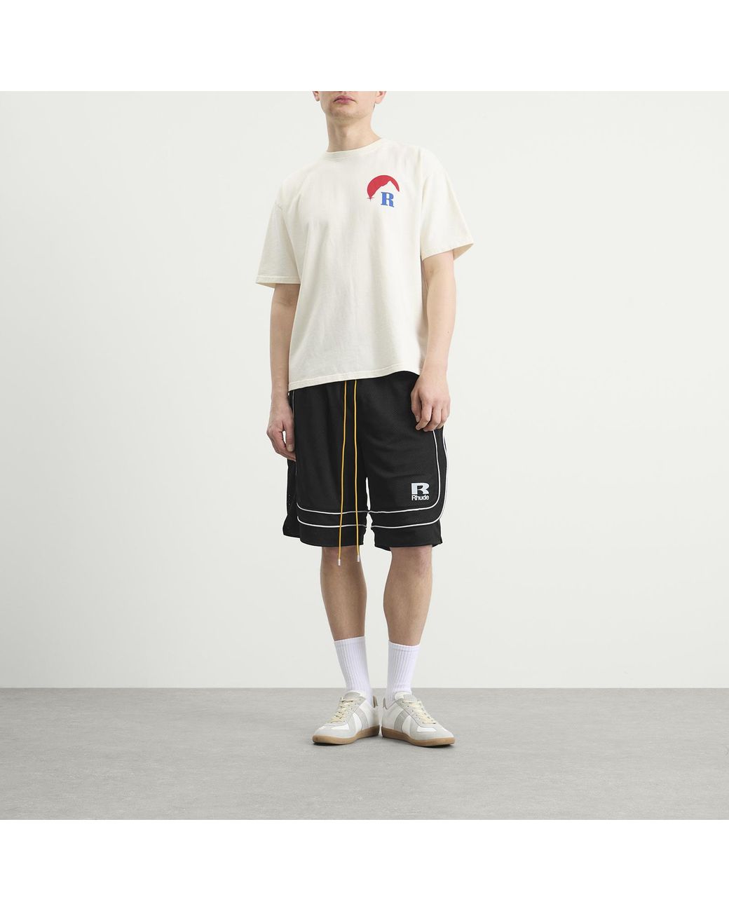 Rhude Black Baggy Mesh Basketball Shorts for men