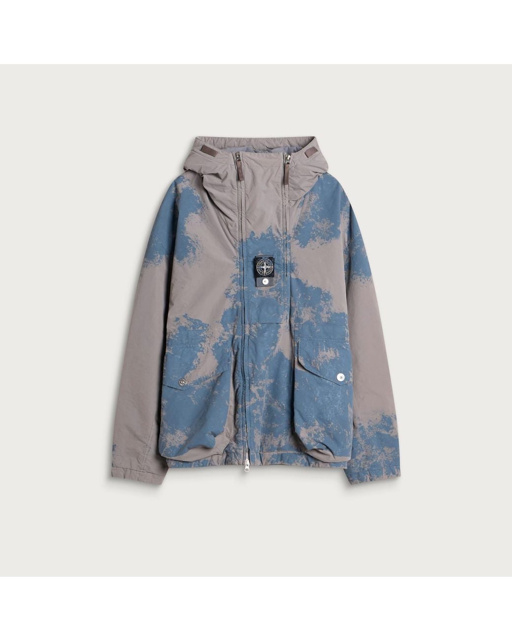 Stone Island Blue Hand Painted David Light-Tc Heat Reactive Jacke for men