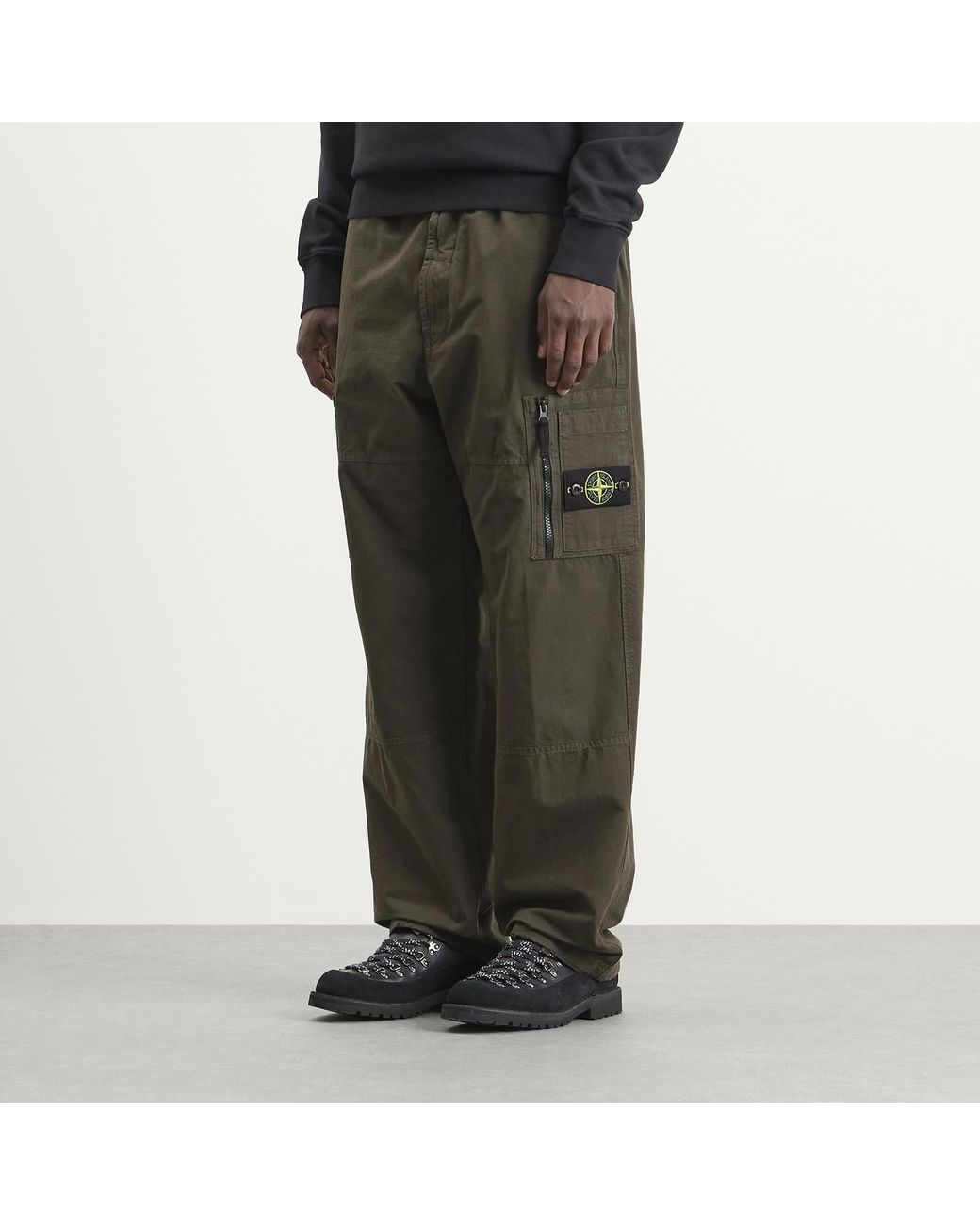Stone Island Gray Organic Cotton Ripstop Cargo Pants for men