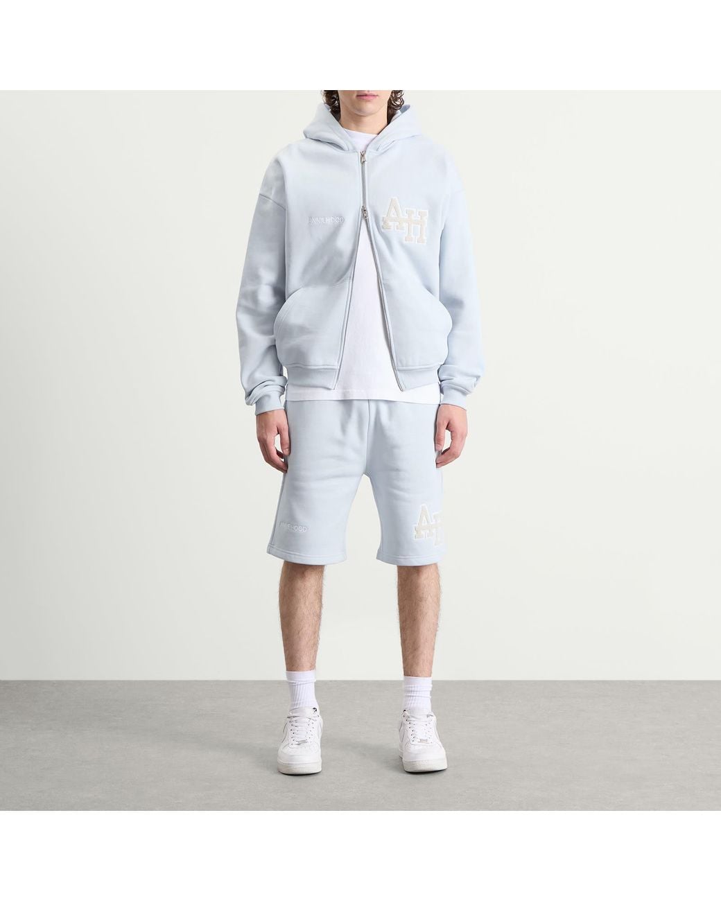 Annie Hood Blue College Sweat Shorts for men