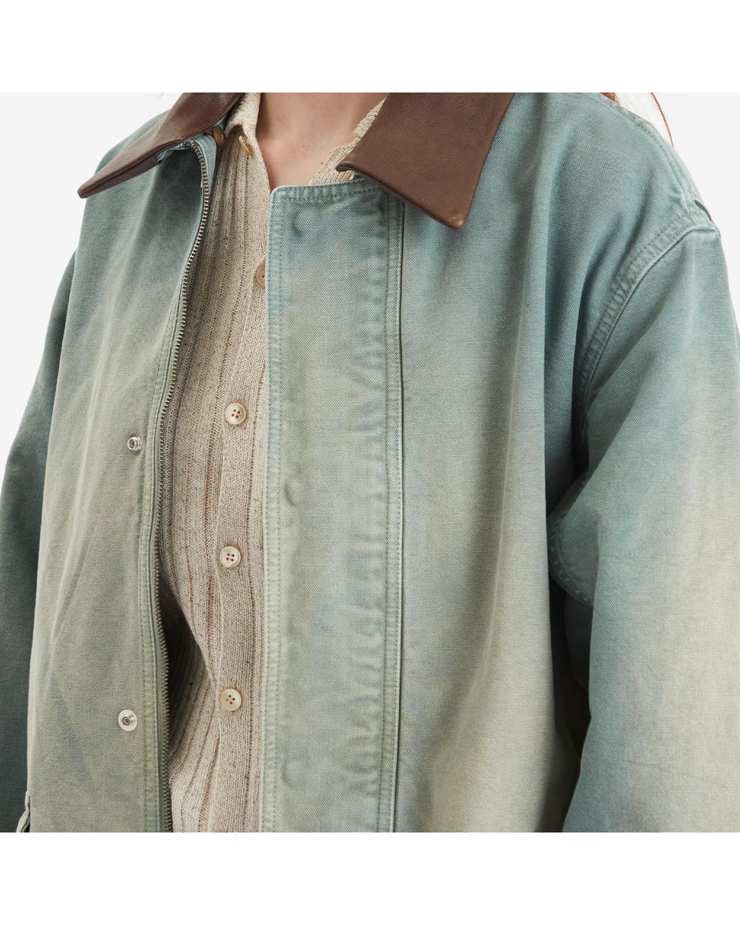 AURALEE Organic Cotton Duck Blouson in Green | Lyst