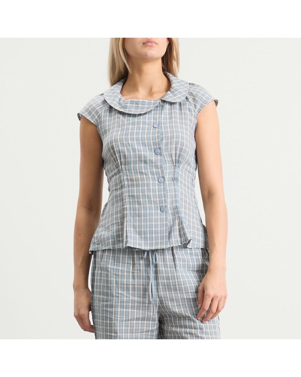Peachy Den Gray Missy Asymmetric Stretch Blouse