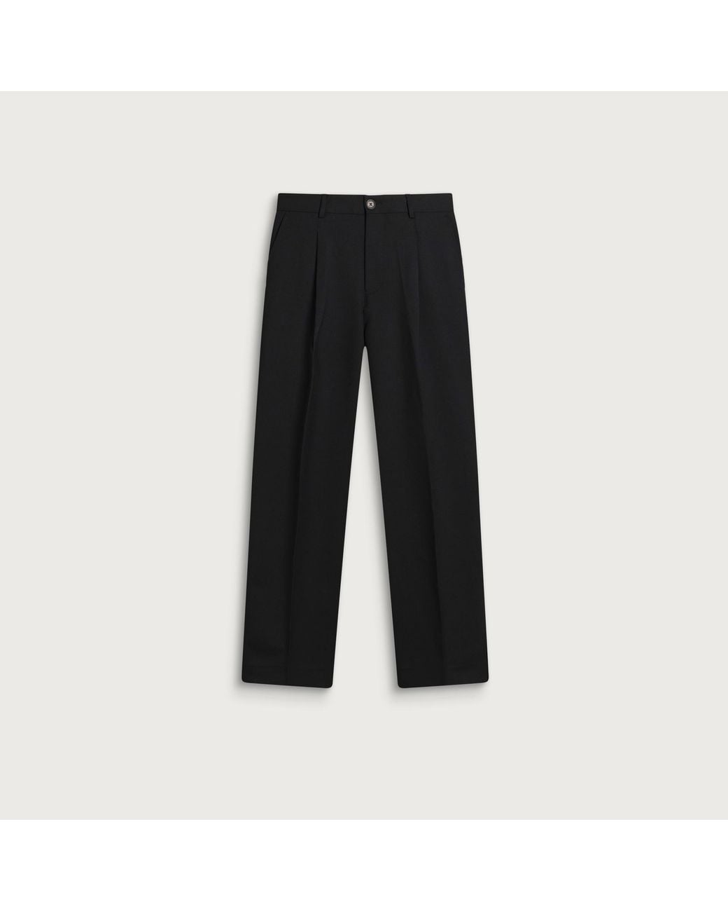 Wax London Black Piper Wool Blend Pleated Trousers for men