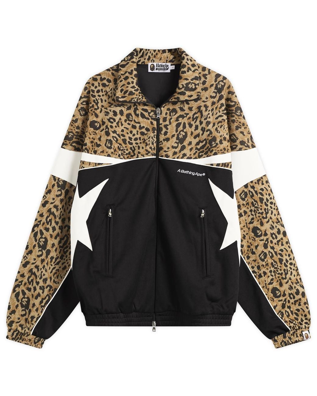 A Bathing Ape Black Wild Leopard Print Track Jacket for men