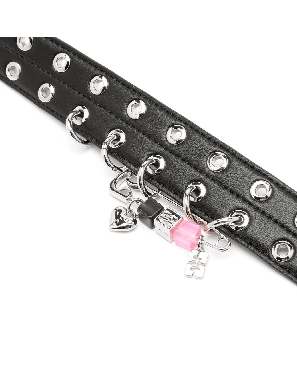 Ganni Black Double Eyelet Belt