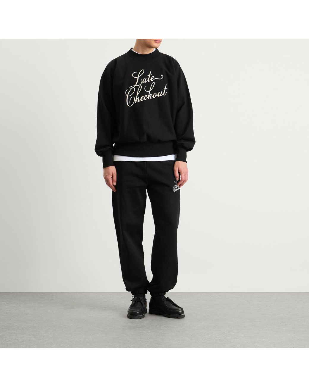 Late Checkout Black Script Joggers for men